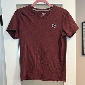 Express Men's Burgundy V-Neck Tee